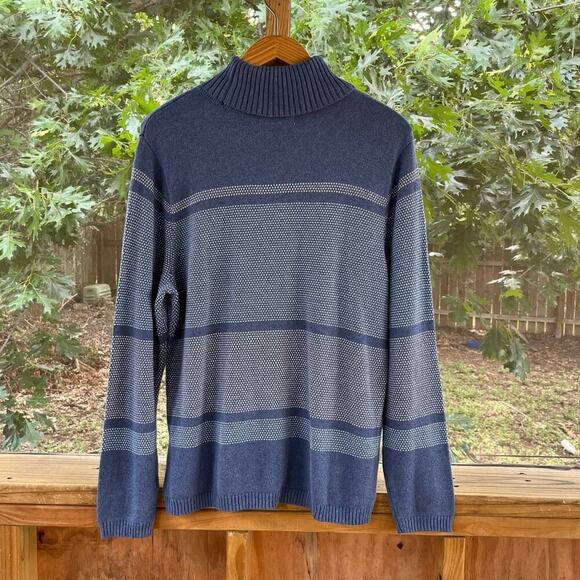 Karen Scott Women's Blue Grey Striped Mock Neck Sweater Size XL. NEW - Picture 2 of 6